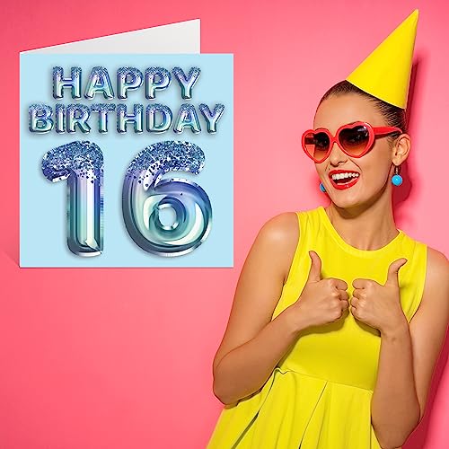 Comprar en Amazon Tarjeta número niños, fiesta purpurina tarjetas cumpleaños 16 nieto, hermano, 145 x mm, de