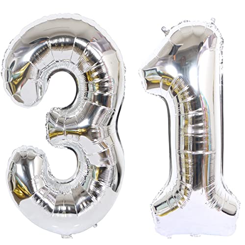 Comprar Foil Globo Número 31 Plateados Globo Número 31 Plateados 100cm Gigante Globos Cumpleaños Numeros 31 Plateados Helio numero 31 años globo cumpleaños BlackFriday Decoración 31 Cumpleaños para Fiestas Mujer Ofertas 2024 | regaloscumple.com