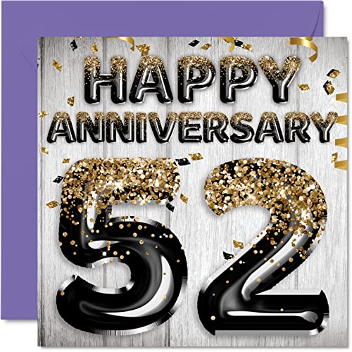 Consigue ahora Impresionante tarjeta 52 aniversario para marido novio esposa novia globos negros y dorados con purpurina tarjetas feliz 52 aniversario la familia tarjetas Regalos felicitación 5.7 Top Precio 2025 | regaloscumple.com
