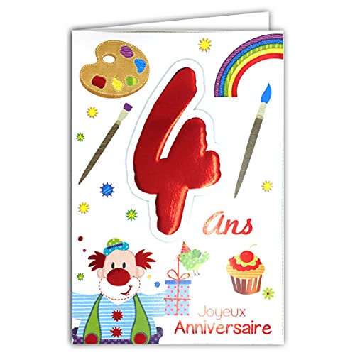 Comprar Age MV 69 – 2004 tarjeta cumpleaños feliz 4 años BlackFriday infantil niño Niña diseño payaso regalo pájaro pastel Cupcake pintura pinceles Multicolor Top Precio 2024 | regaloscumple.com