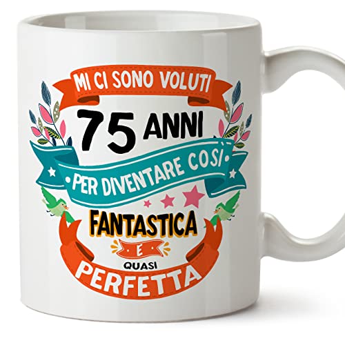 Consigue ahora MUGFFINS Tazas 75 Cumpleaños - En Italiano - Mi ci sono voluti 75 anni per diventare cosi Regalos fantastico - 11 oz - Regalo original y divertido Top Precio 2024 | regaloscumple.com