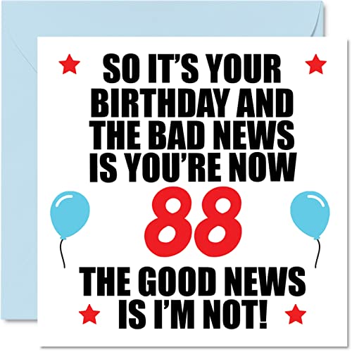 Consigue ahora Stuff4 Divertida tarjeta Catálogo cumpleaños 88 para hombres y mujeres tarjetas felicitación 88 años papá mamá tía tío nan abuelo 145 x 145 mm tarjetas felicitación 88 años regalo Rebajas 2024 | regaloscumple.com