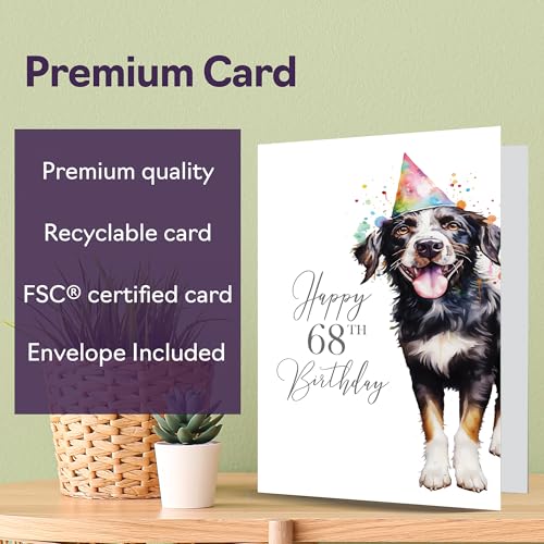 Top Precios Tarjetas de cumpleaños número 68 para hombres y mujeres, perro fiesta, tarjeta feliz hombre años, mujer, abuelo, abuela, papá, mamá, tío, tía, primo, tarjetas