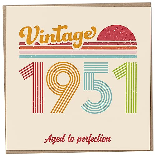 Comprar Tarjeta Regalos cumpleaños 72 – Vintage 1951 Aged to Perfection divertida tarjeta felicitación para hombres y mujeres tarjetas cumpleaños para mujeres tarjetas cumpleaños para hombres tarjeta Ofertas 2024 | regaloscumple.com