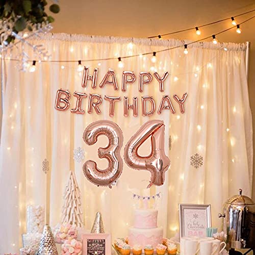Oferta Flash Globos numeros 34 años, Number globo número oro rosa para niña Mujeres Chica, 40