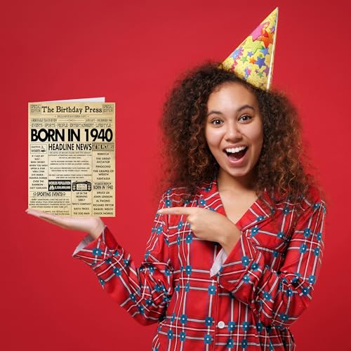 Mejores precios Stuff4 Tarjetas de cumpleaños número 84 para mujeres y hombres nacidos en 1940, periódico, tarjeta abuela, abuelo, Nan, vintage, retro, allá A5, ochenta cuatro