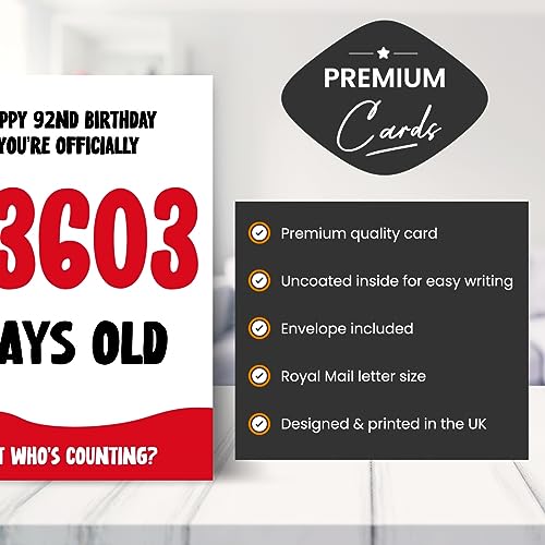 Ofertas en regaloscumple.com Hey Chimp Divertida tarjeta   cumpleaños 92 para hombres y mujeres  oficial   33603 días  tarjeta humorística   92 cumpleaños  tarjeta   cumpleaños 92  tarjeta   cumpleaños