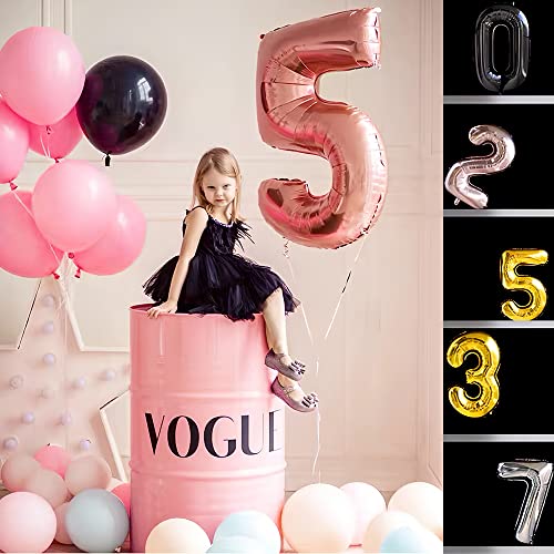 Dónde comprar en España Ponmoo Foil Globo Número 15 51 Oro Rosa, Gigante Numeros 0 1 2 3 4 5 6 7 8 9 10-19 20-29 30 40 50 60 70 80 90 100, Grande Globos para La Boda Aniversario, de Cumpleaños Fiesta Decoración