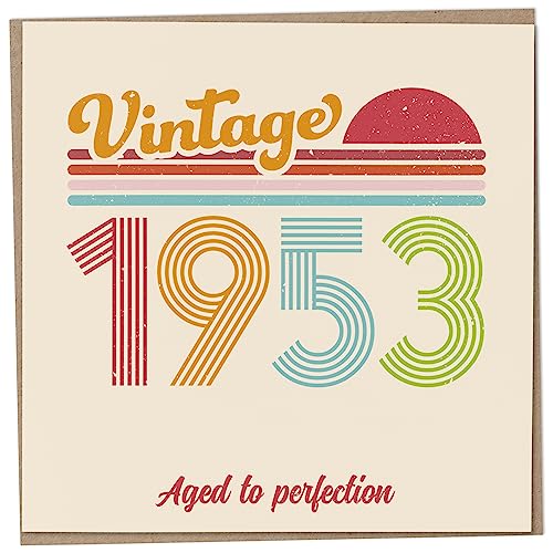 Comprar Tarjeta 70 cumpleaños – Vintage 1953 Aged to Perfection divertida tarjeta felicitación para hombres y mujeres tarjetas cumpleaños para mujeres Ideas para regalar tarjetas cumpleaños para hombres tarjeta Rebajas 2024 | regaloscumple.com
