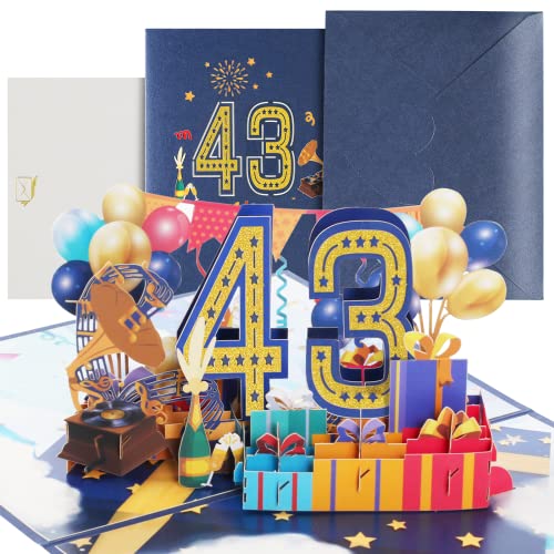 Comprar Tarjeta cumpleaños 43 cumpleaños con sobre tarjeta 3D desplegable para 43 cumpleaños tarjeta cumpleaños para niñas jóvenes amigos romance tarjeta Regalos regalo Top Precio 2024 | regaloscumple.com