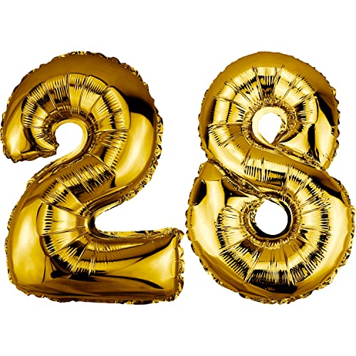 Consigue ahora DekoRex Globo dorado Catálogo 82 cm Globo cumpleaños Fiesta boda (Número 28) Rebajas 2025 | regaloscumple.com