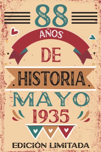 Consigue ahora 88 Años De Historia Mayo 1935: Libro visitas cuaderno 110 páginas felicitaciones idea Catálogo regalo regalo Para la esposa novia mujer La madre Ofertas 2024 | regaloscumple.com