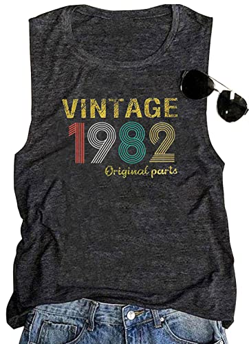 Comprar Camiseta sin mangas vintage 1982 para mujer camisetas sin mangas 40 cumpleaños regalos cumpleaños verano 1982 Navidad camisetas fiesta cumpleaños Gris oscuro Medium Ofertas 2023 | regaloscumple.com