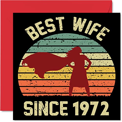 Comprar Tarjeta 51 aniversario para esposa Promoción marido mejor esposa desde 1972 regalos con texto en inglés "I Love You" tarjetas feliz 51 aniversario boda para pareja tarjetas felicitación Top Precio 2024 | regaloscumple.com