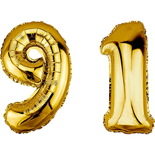 Comprar DekoRex Navidad Globo dorado 82 cm Globo cumpleaños Fiesta boda (Número 91) Top Precio 2024 | regaloscumple.com