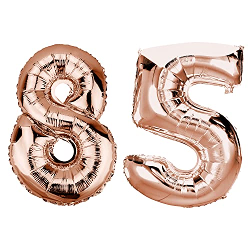 Comprar DekoRex Globo papel Ideas para regalar aluminio oro rosa 100 cm decoración para cumpleaños aniversario boda (número 85) Top Precio 2025 | regaloscumple.com
