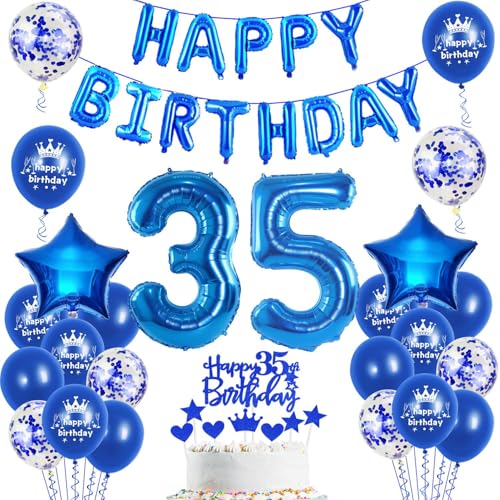 Consigue ahora Decoración cumpleaños para hombre Cumpleaños color azul 35 años 35 globos Top Precio 2025 | regaloscumple.com