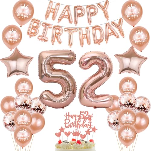 Comprar Globos para 52 cumpleaños decoración para mujer oro rosa globos 52 años decoración cumpleaños para mujer feliz cumpleaños 52 cumpleaños Promoción decoración 52 cumpleaños Ofertas 2024 | regaloscumple.com
