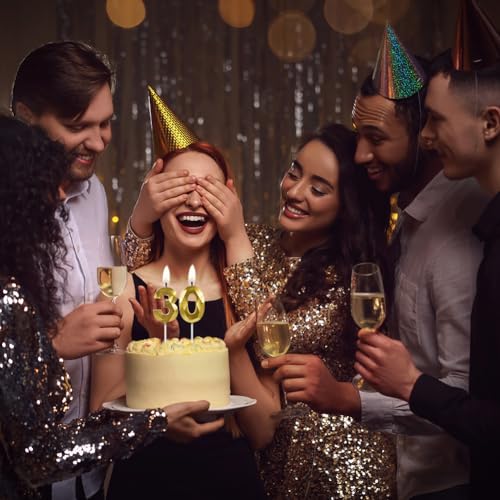 Ofertas URAQT Vela de cumpleaños3D Velas de Pastel de Cumpleaños Doradasvela