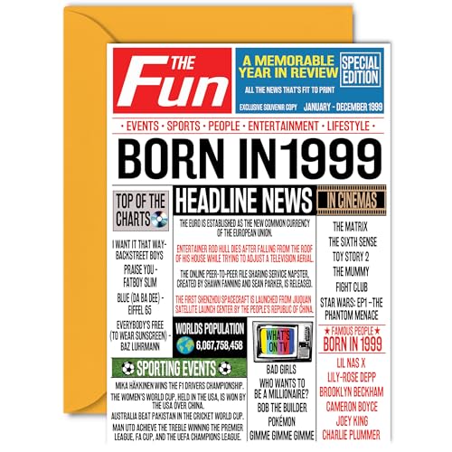 Oferta Tarjetas número mujeres hombres, nacido 1999, feliz cumpleaños hijo, vintage, en A5, felicitación