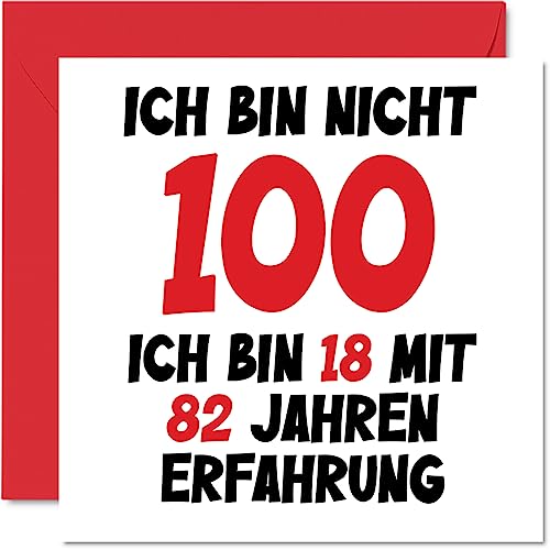 Comprar Tarjeta Cumpleaños cumpleaños número 100 divertida para niños y niñas con texto en alemán "Ich bin 18 und 82 Jahre Erfahrung - Funny Centenésima Alles Gute Zum Karte Geburtstag 145mm Bromean Top Precio 2024 | regaloscumple.com
