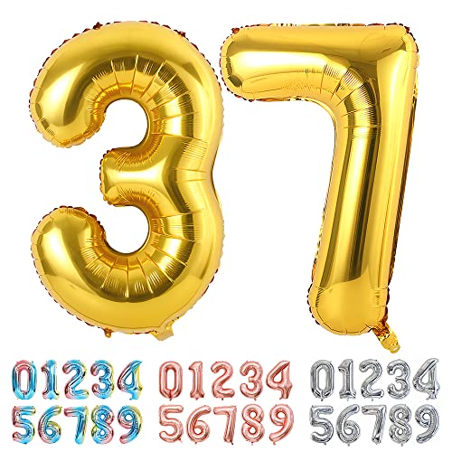 Comprar Ponmoo Foil Globo Regalos Número 37 73 Dorado Gigante Numeros 0 1 2 3 4 5 6 7 8 9 10-19 20-29 30-39 40 50 60 70 80 90 100 Grande Globos para La Boda Aniversario y Cumpleaños Fiesta Decoración Rebajas 2025 | regaloscumple.com