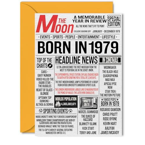 Consigue ahora Tarjetas cumpleaños número 45 para mujeres y BlackFriday hombres – Born In 1979 Newspaper – Tarjeta feliz 45 cumpleaños para papá mamá tía tío vintage retro Back In 1979 5 x 7 pulgadas tarjetas Rebajas 2024 | regaloscumple.com
