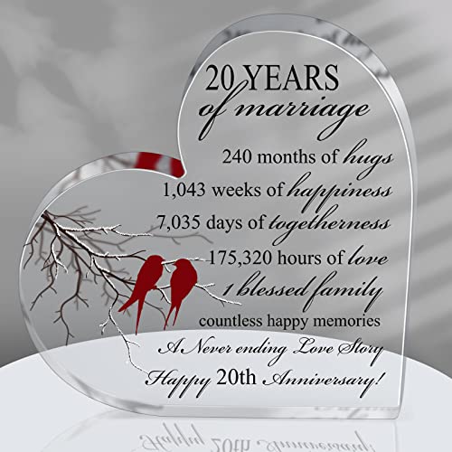 Comprar Regalo 20 años matrimonio aniversario boda corazón recuerdo matrimonio regalo para parejas padres mujeres mamá Cumpleaños marido esposa Ofertas 2025 | regaloscumple.com