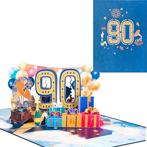 Consigue ahora Promoción Tarjeta cumpleaños para 90 cumpleaños tarjeta desplegable para fiesta cumpleaños 3D tarjeta felicitación cumpleaños tarjeta aniversario tarjeta plegable con tarjeta mensaje y Ofertas 2024 | regaloscumple.com