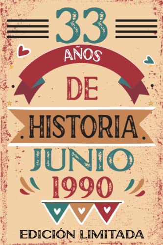 Consigue ahora 33 Años De Historia Junio 1990: Libro visitas cuaderno 110 páginas felicitaciones idea regalo regalo Para la esposa novia mujer La Ideas para regalar madre Top Precio 2024 | regaloscumple.com