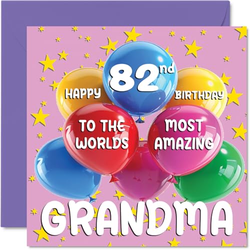 Consigue Ideas para regalar ahora Tarjeta cumpleaños número 82 para abuela – La abuela más increíble del mundo – Tarjeta feliz cumpleaños 82 para abuela parte nieta nieta nieto 145 mm x 145 mm 82 años 82 años tarjetas Ofertas 2024 | regaloscumple.com
