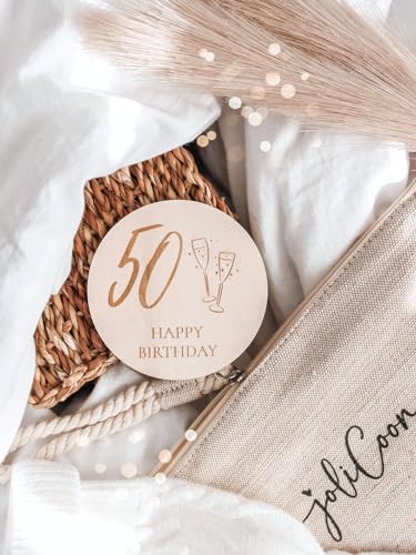 Ofertas Joli Tarjeta cumpleaños Happy 50 madera Tarjeta 50 con