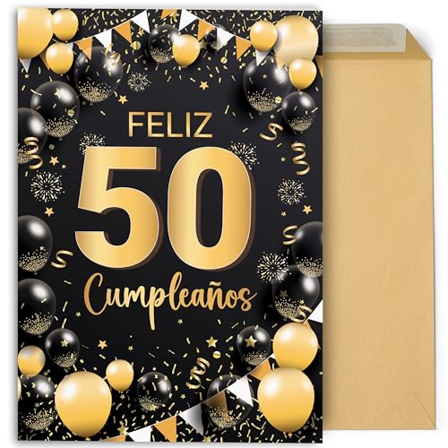 Comprar CONTRAXT Tarjeta regalo felicitación Cumpleaños 50 Años. Detalle regalo postal original grande 42x30 cm abierta Navidad felicitaciones feliz cumpleaños familia amigos compañeros (50 Años) Rebajas 2025 | regaloscumple.com