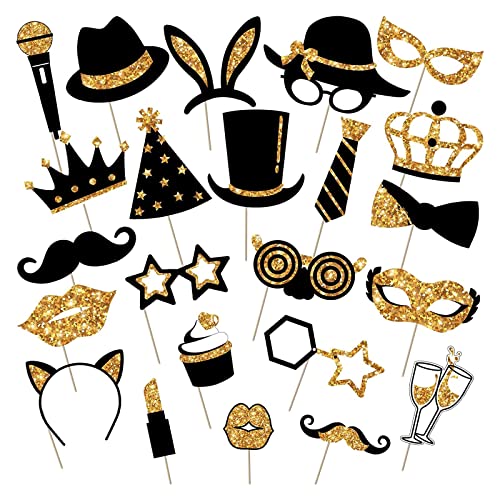 Consigue ahora 24 Piezas Foto Props Fiesta Sombreros DIY Photo Booth Props Accesorios Photocall para Fiesta Cumpleaños Boda Comunión Navidad (Oro) Top BlackFriday Precio 2023 | regaloscumple.com