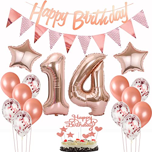 Comprar Decoración globos 14 cumpleaños niña Rosa Oro 14 Años Decoracion topper tarta Cumpleaños 14 Años Decoracion Cumpleaños niña Rosa Oro Decoracion 14 Globos cumpleaños Navidad 14 niña Decoracion tarta Ofertas 2023 | regaloscumple.com