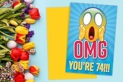 Ofertas en regaloscumple.com Divertida tarjeta   cumpleaños 74 para amigo  OMG You're 74 Screaming Emoticon  Getting Old Card  tarjeta   cumpleaños para hermana  tarjeta   cumpleaños para hermano  tarjeta para él o ella