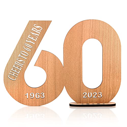 Oferta Giftota 2023 felicitacion años Regalos Aniversario Regalos DIY Originales Cartel Madera Visitas 1963-2023(60th)