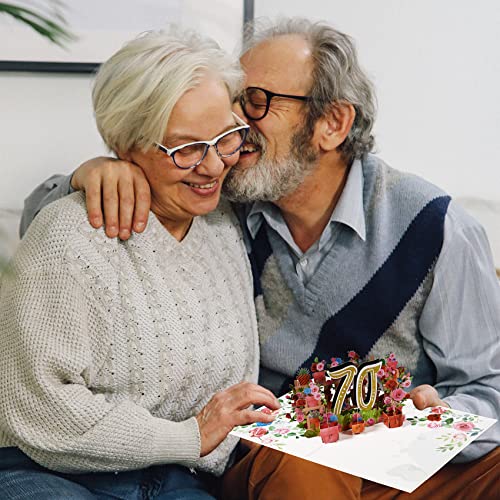 Dónde comprar en España Tarjeta cumpleaños, aniversario boda, tarjeta felicitación 3D, 70 años edad, tarjeta