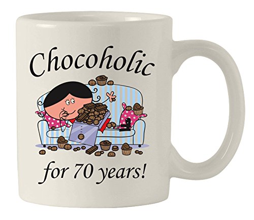Comprar Chocoholic - Taza cerámica para 70 cumpleaños Regalos para mujer Rebajas 2025 | regaloscumple.com
