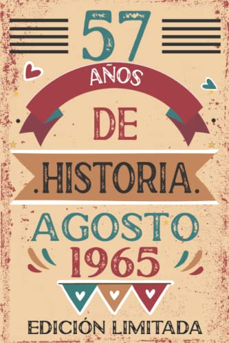 Consigue ahora BlackFriday 57 Años De Historia Agosto 1965: 57 años. Libro visitas cuaderno 110 páginas felicitaciones idea regalo regalo Para la esposa novia mujer La madre Top Precio 2025 | regaloscumple.com