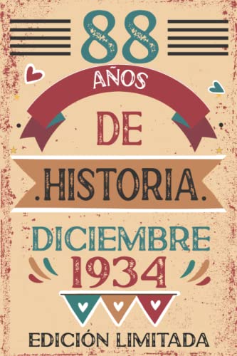 Consigue ahora 88 Años De Historia Diciembre 1934: Libro visitas cuaderno 110 páginas felicitaciones idea regalo regalo Para Ideas para regalar la esposa novia mujer La madre Rebajas 2024 | regaloscumple.com