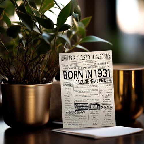 Comprar ahora Mujeres y hombres – Born In 1931 Newspaper – Tarjeta feliz
