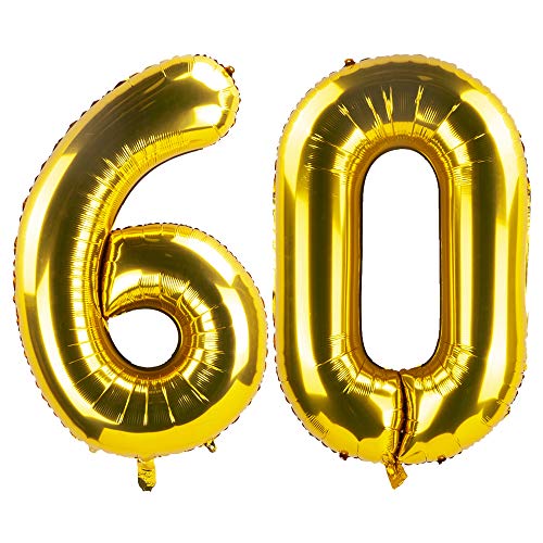 Consigue Promoción ahora Globos Cumpleãnos 60 Oro - 101 CM Globo 60 Años - Globo Numero 40 - Gigante Numeros Grande Globos para La Boda Aniversario - Vuelan con Helio Top Precio 2023 | regaloscumple.com