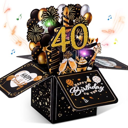 Comprar Joyoldelf Tarjeta Felicitacion Cumpleaños 40 Años- Tarjetas Cumpleaños Musicales Pop Up Original Tarjeta Cumpleaños 3D BlackFriday Regalo Aniversario Divertidos Para Hombre Mujer Amigo Novio Novia Padre Rebajas 2025 | regaloscumple.com