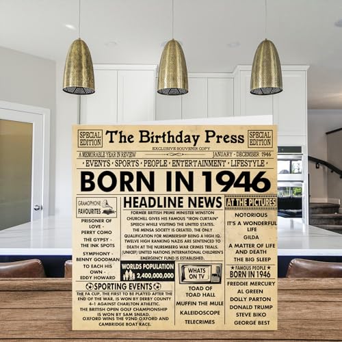 Ofertas Stuff4 Tarjetas   cumpleaños número 78 para hombres y mujeres nacidas en 1946 Periódico Tarjeta   cumpleaños número 78 feliz para abuelo abuela Nan Vintage Retro allá en 1946  145 mm x 145 mm Seten
