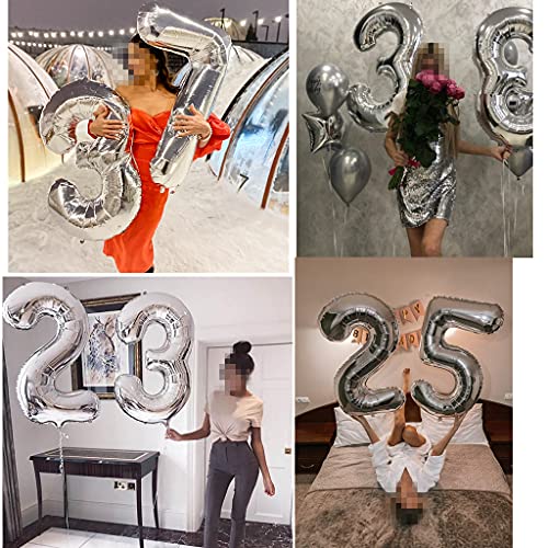 Comprar en Amazon Foil Número Plateados Número Plateados Gigante Cumpleaños 46 Helio,numero años cumpleaños 46 Fiestas