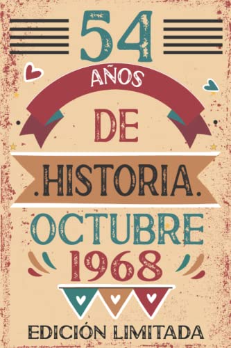 Comprar 54 Años De Historia Octubre 1968: Libro visitas cuaderno 110 páginas felicitaciones Ideas para regalar idea regalo regalo Para la esposa novia mujer La madre Rebajas 2024 | regaloscumple.com