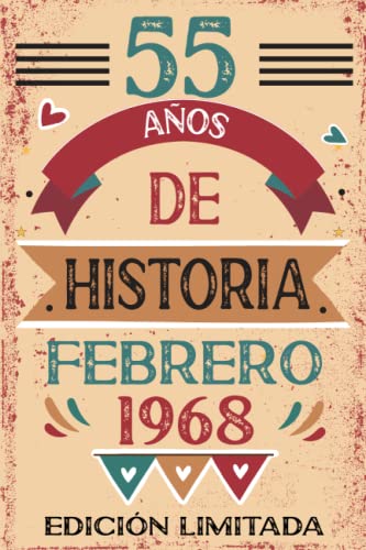 Comprar 55 Años De Historia Febrero 1968: Libro visitas cuaderno Ideas para regalar 110 páginas felicitaciones idea regalo regalo Para la esposa novia mujer La madre Ofertas 2024 | regaloscumple.com