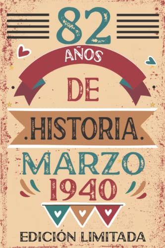 Consigue ahora 82 Años De Historia Marzo 1940: 82 años. Libro visitas cuaderno 110 páginas felicitaciones idea Ideas para regalar regalo regalo Para la esposa novia mujer La madre Ofertas 2024 | regaloscumple.com