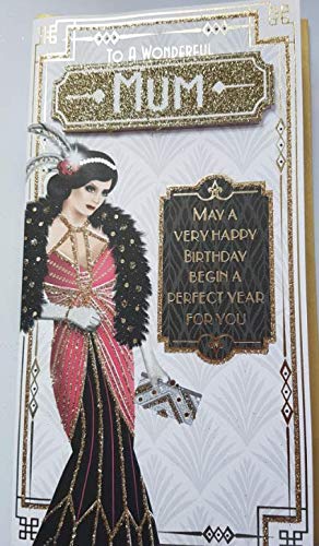 Comprar Art Deco 1920's Flapper Lady ~ Wonderful Mum ~ Tarjeta Navidad cumpleaños delgada con purpurina Ofertas 2024 | regaloscumple.com